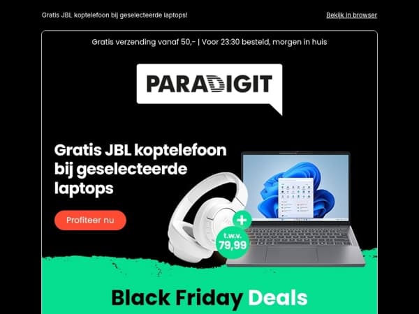 Gratis JBL koptelefoon bij geselecteerde laptops!