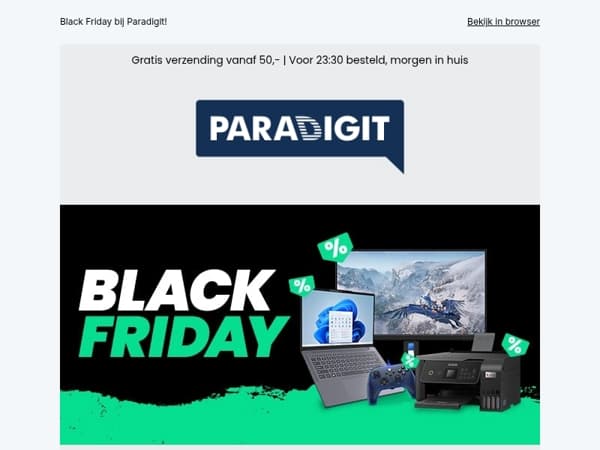 Het is Black Friday bij Paradigit! Scoor nu de allerbeste deals!