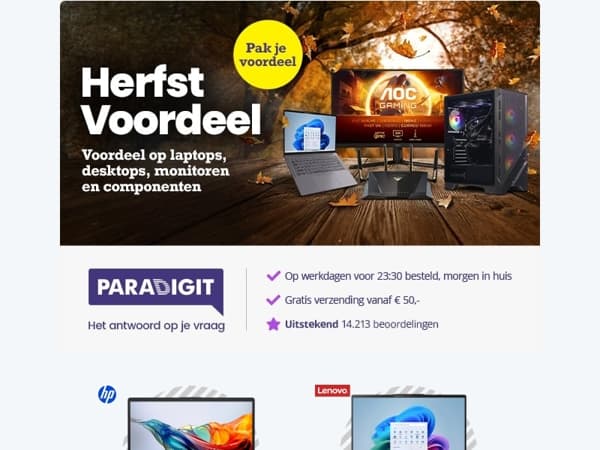 Scherpe herfstdeals op laptops, desktops en meer!