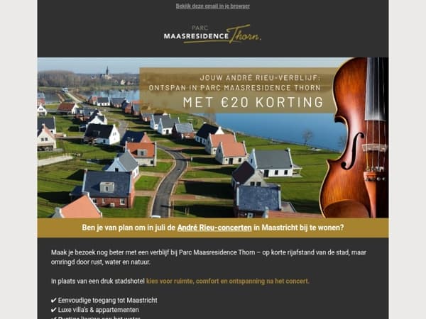 Jouw André Rieu-verblijf: ontspan in Thorn met €20 korting