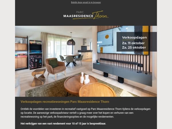 Verkoopdagen recreatiewoningen Parc Maasresidence Thorn.