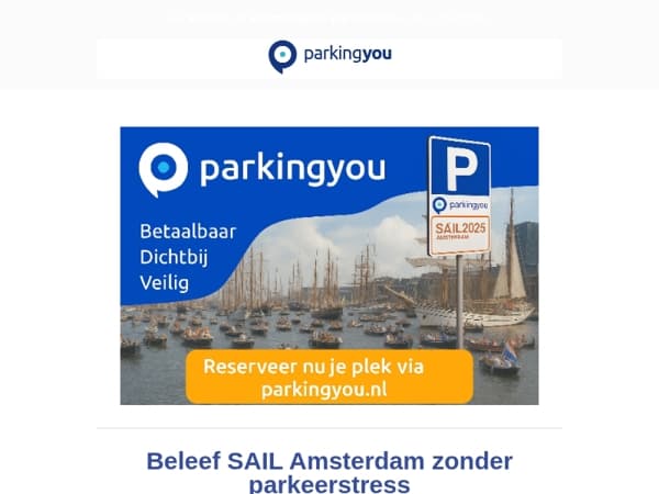 Zorgeloos naar SAIL Amsterdam 2025