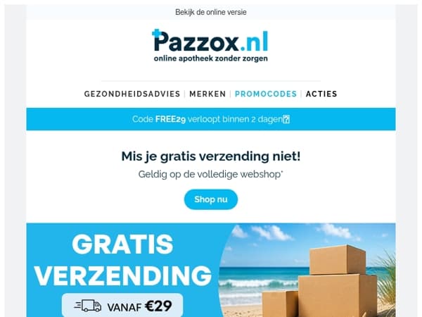 🚚 Gratis verzending vanaf €29 - nog maar 2 dagen!