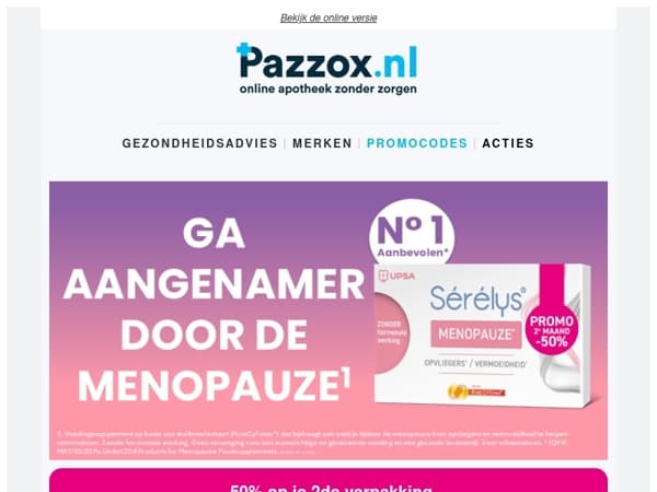 Menopauze? Ontdek Sérélys met -50% op je 2de verpakking!