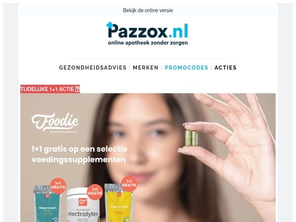 🎉 1+1 GRATIS op een selectie Foodie-supplementen