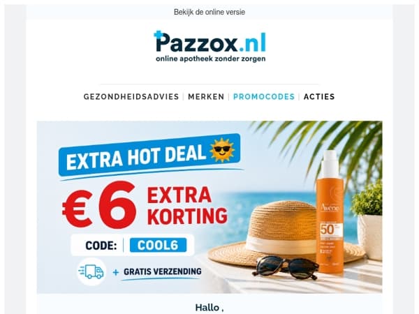 🌞 EXTRA HOT DEAL: €6 extra korting