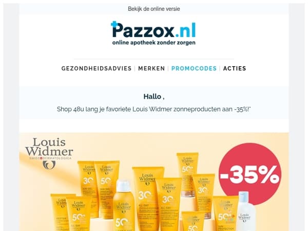 -35% op zonnebescherming van Louis Widmer ☀️