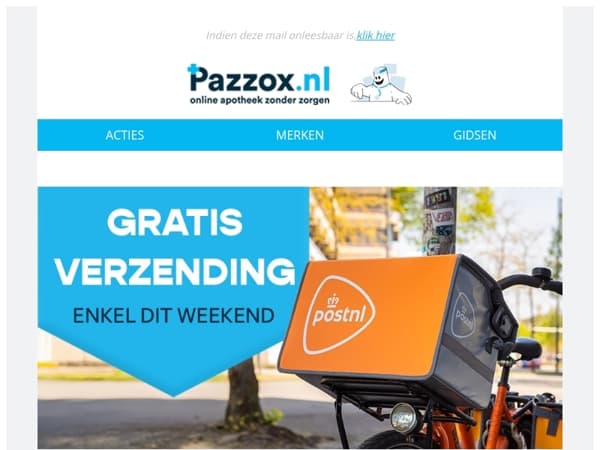 Dit weekend shop je zonder verzendkosten!