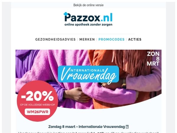 Internationale Vrouwendag: -20% op de volledige webshop