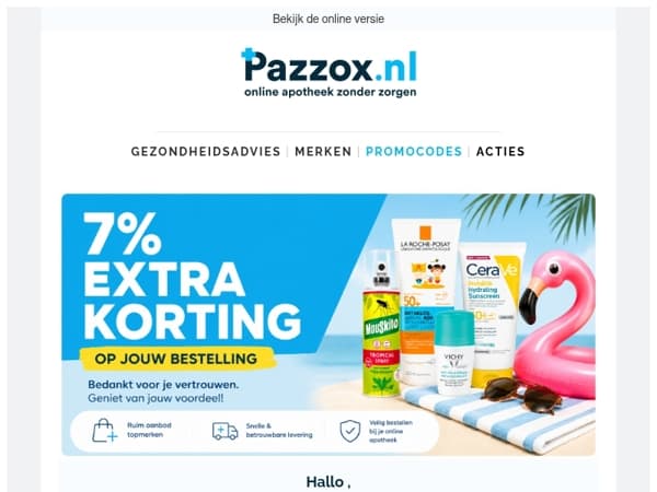 ☀️ 7% EXTRA korting op de volledige website