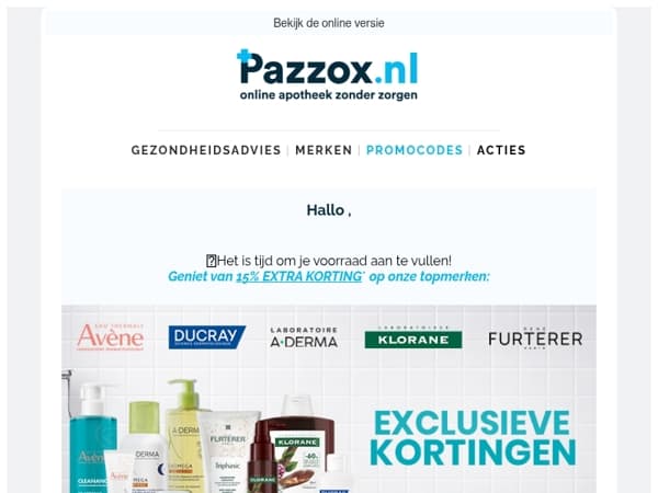 🔥Shop jouw verzorgingsfavorieten met 15% EXTRA korting