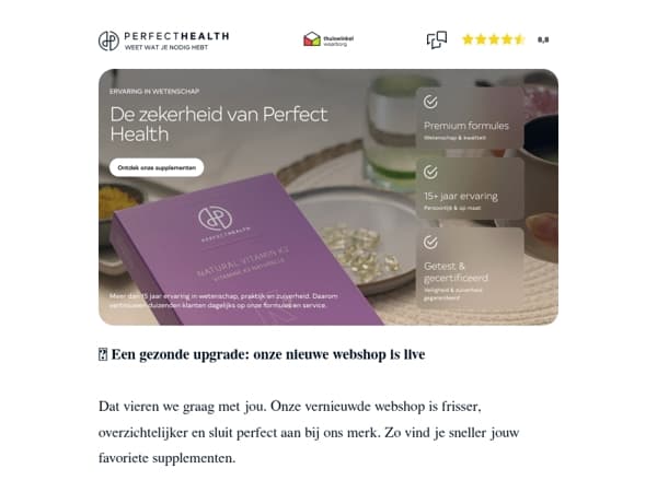 De nieuwe Perfect Health webshop is live 🎉