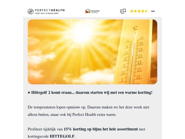 Hittegolfkorting: 15% op alles, 25% op Advanced Eye Support