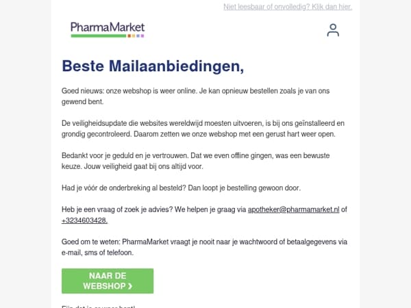 We zijn er weer voor je