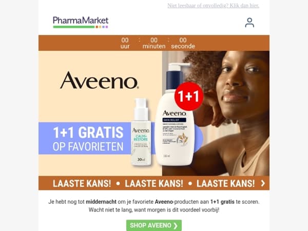 ⌛ Laatste kans: 1+1 op favorieten Aveeno