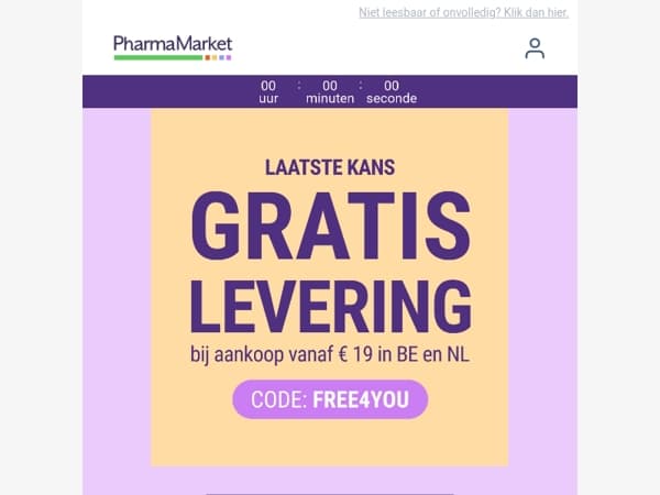 ⏳ Laatste kans: Free Shipping Day eindigt vanavond