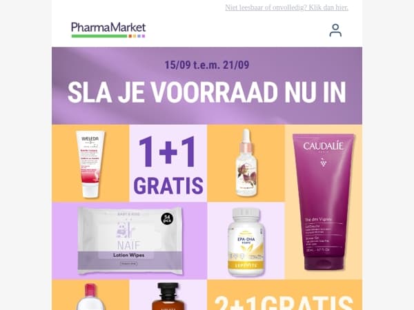 Laatste dagen: 1+1 en 2+1 gratis