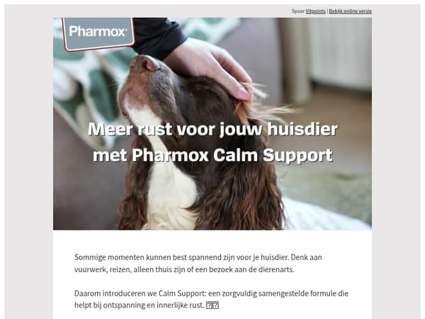 Nieuw bij Pharmox: Calm Support nu met 25% korting 🐾