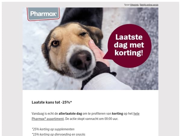 Laatste dag tot 25% korting* op Pharmox