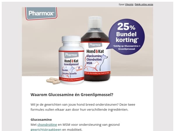 25% Bundelvoordeel Glucosamine en Groenlipmossel