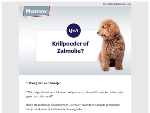 Vraag van een baasje: Krillpoeder of zalmolie? 🐾