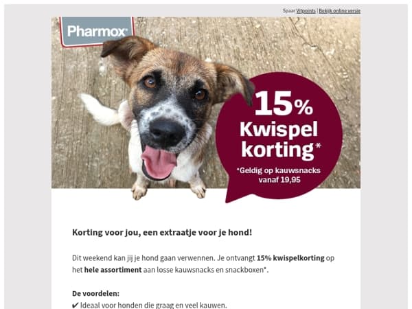 Alleen dit weekend: 15% korting op natuurlijke kauwsnacks