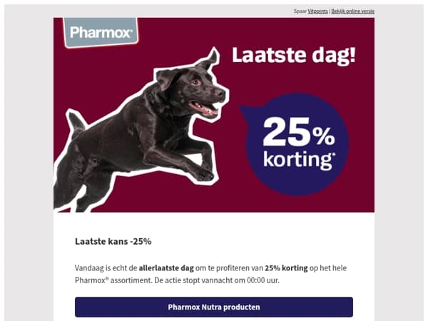 Alleen vandaag nog: 25% korting op Pharmox 🖤