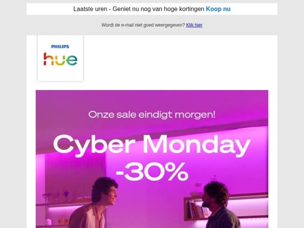 ⏰ 30% korting eindigt morgen – Shop Cyber Monday!