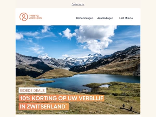10% korting op uw verblijf in Zwitserland ⛰️