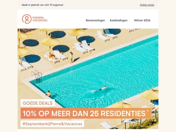Goede Deals Voor September: 10% korting op uw verblijf 😎