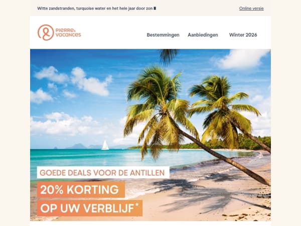 Goede Deals voor de Antillen 🌴 20% korting op uw verblijf!