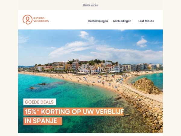 15% korting op uw vakantie in Spanje