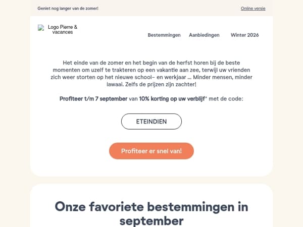 [INDIAN SUMMER] 10% korting op uw verblijf 🌞