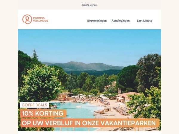 10% korting op uw verblijf in onze vakantieparken