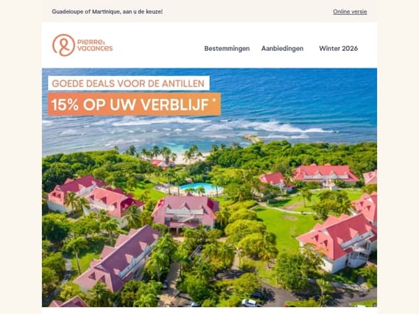 15% korting op uw verblijf op de Antillen ☀️🏝️
