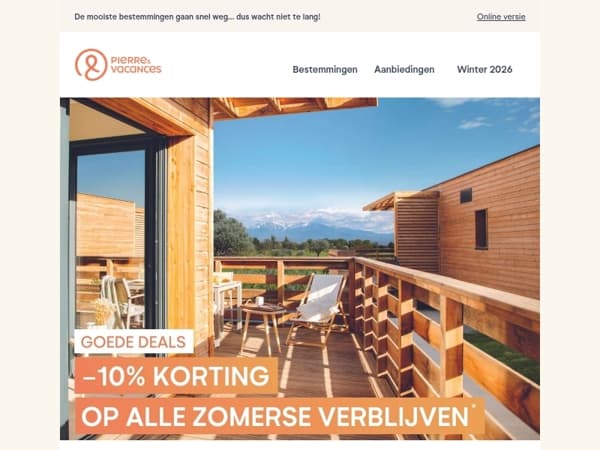 -10% korting op alle zomerse verblijven ☀️ Gaat u er ook lekker tussenuit?