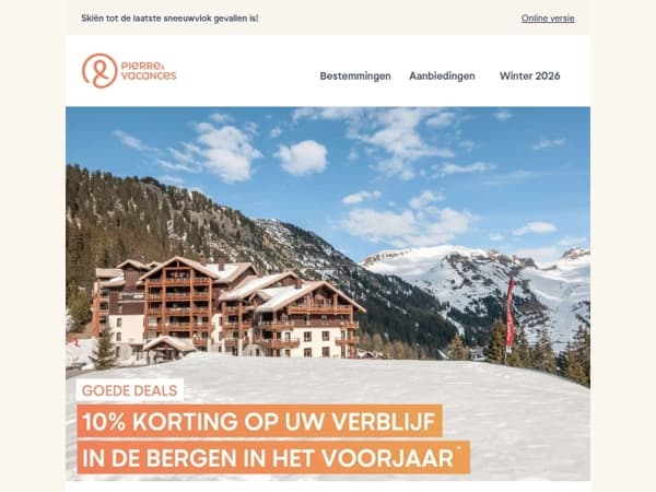 10% korting op een verblijf in de bergen in het voorjaar ⛷️