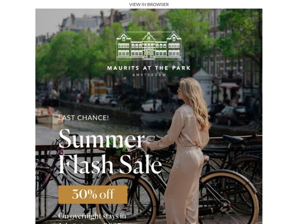 Last chance to save 30% on your summer citytrip