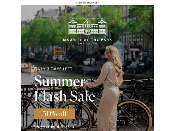 Only 3 days left! Save 30% on your summer stay in Amsterdam