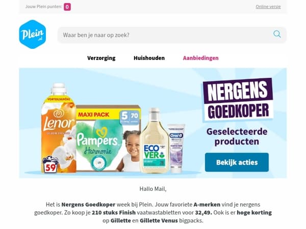 Nergens Goedkoper week bij Plein