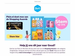 Stem op Plein.nl met de Shopping Awards💙