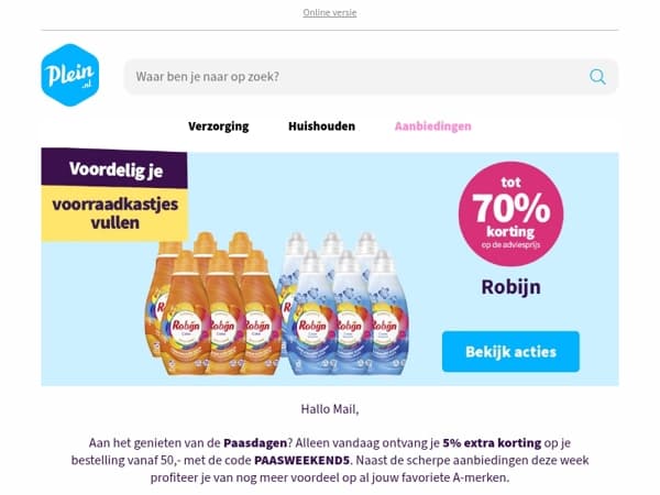 Alleen vandaag 5% extra korting op je bestelling