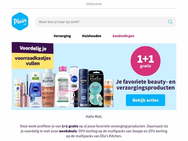 Nu 1+1 op al jouw favoriete verzorging