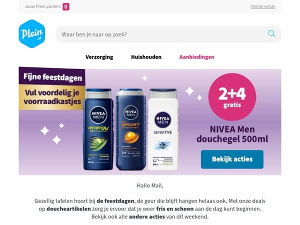 Nu 2+4 gratis op geselecteerde NIVEA Men Douchegel 🚿
