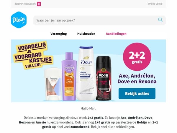2+2 gratis op de beste merken verzorging