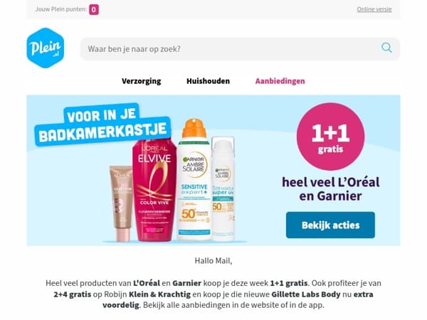 Heel veel L'Oréal en Garnier nu 1+1 gratis