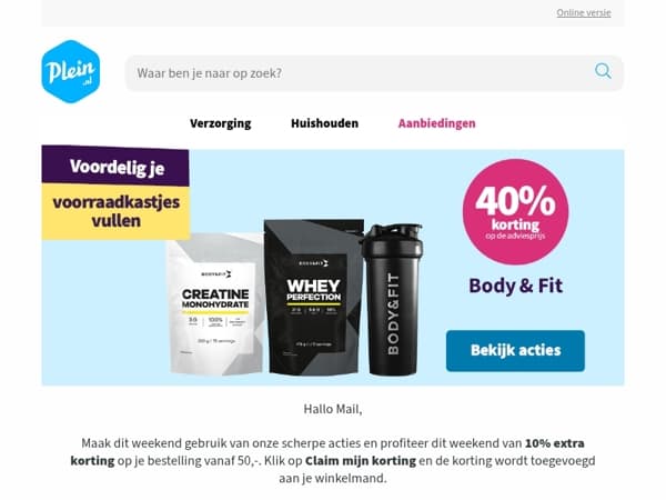 Dit weekend 10% extra korting op je bestelling