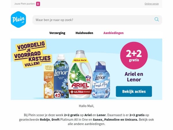 2+3 gratis op geselecteerde Robijn en Dreft