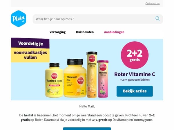 Profiteer van 2+2 gratis op Roter