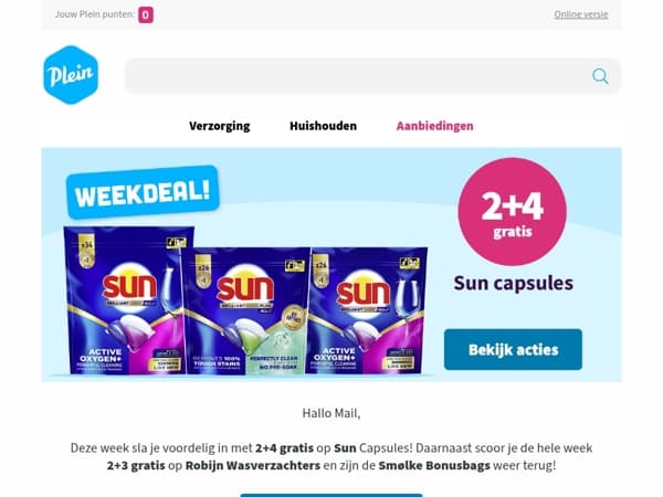 2+4 gratis op Sun vaatwastabletten🔥